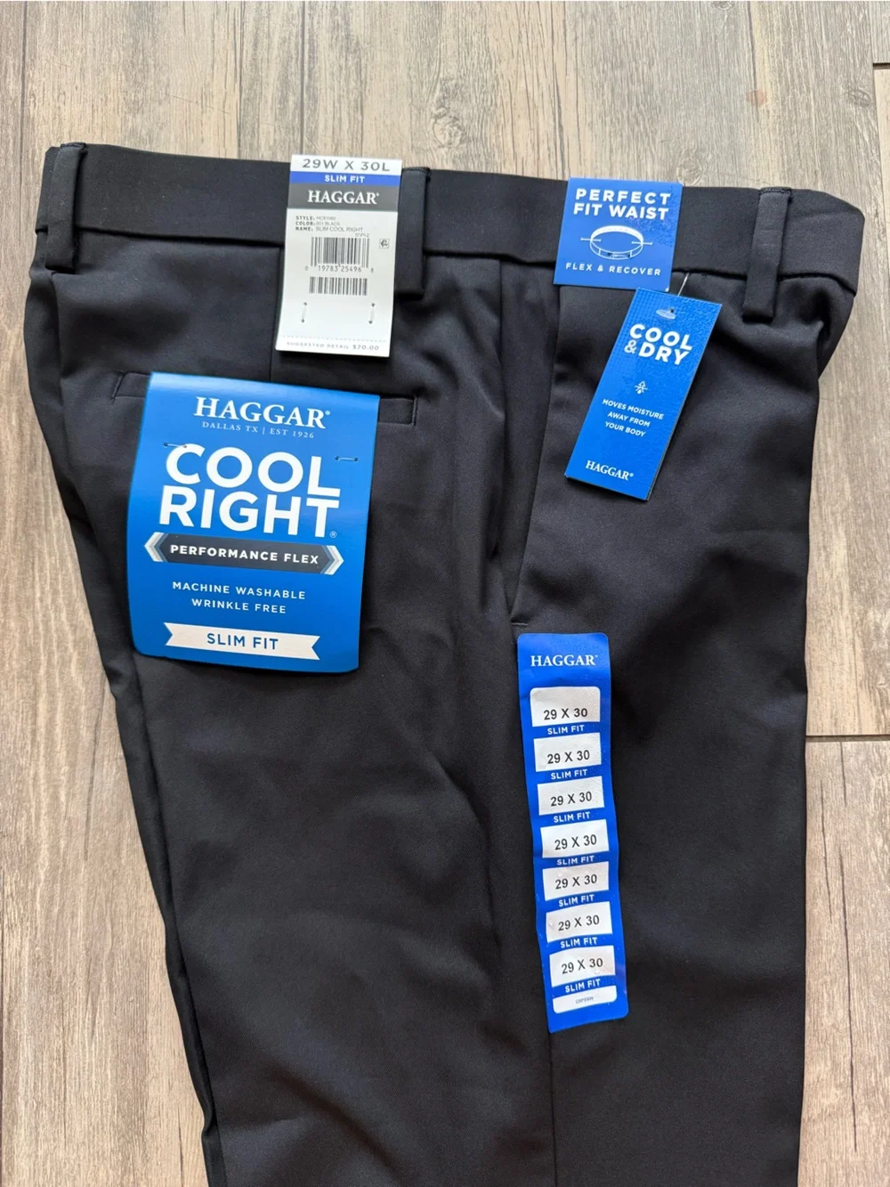 Haggar Black Men's Dress Pants - Straight Leg Performance Flex 29x30
